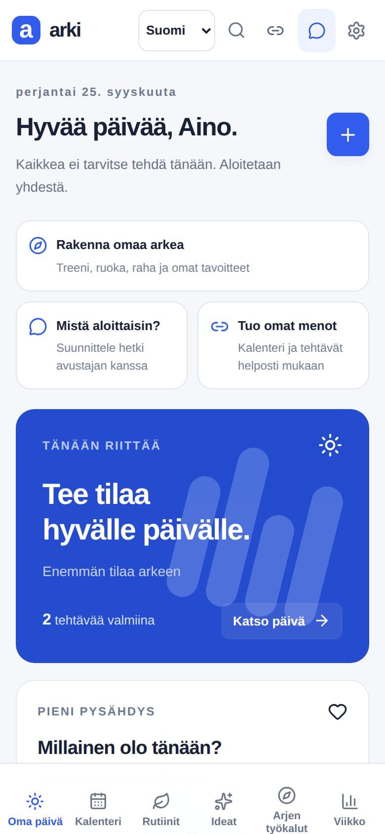 Arki puhelimessa